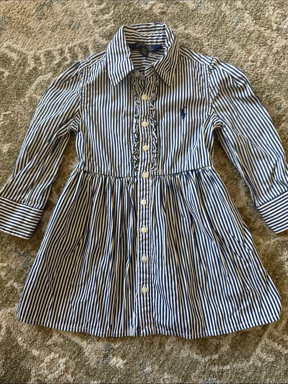 Ralph Lauren Navy & White Striped Button-Front Dress